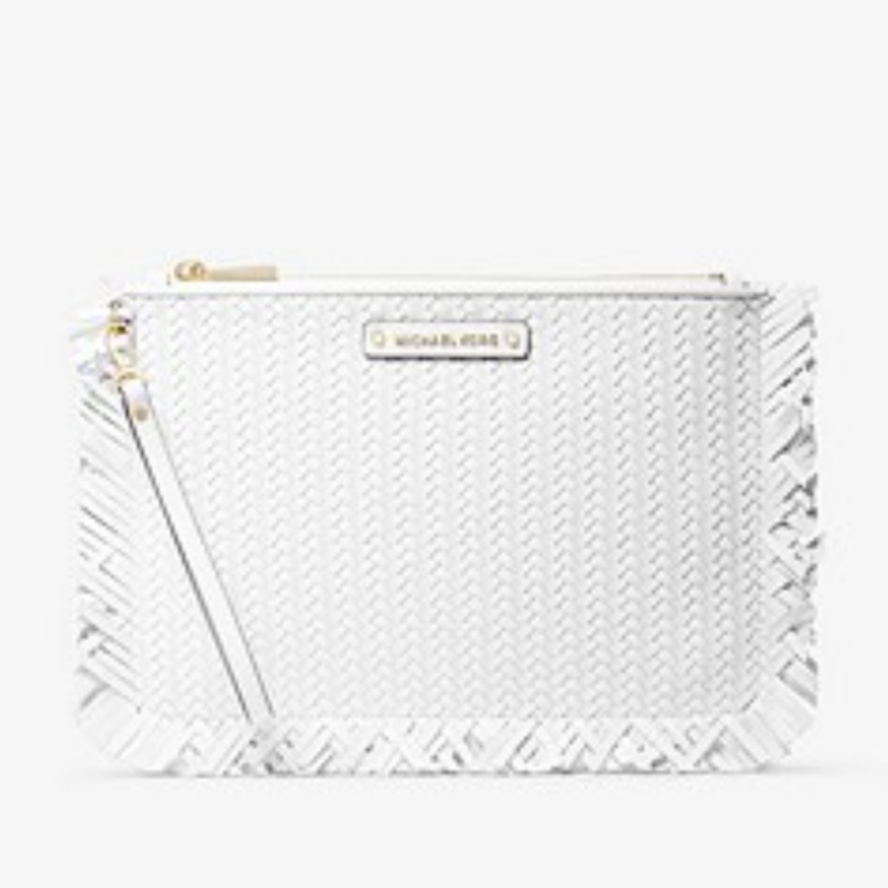 Michael Kors large woven leather pouch NWT